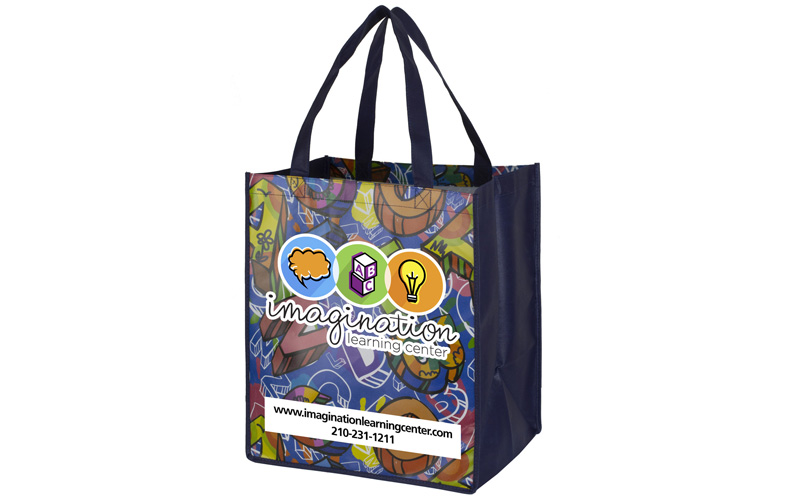 Gusset - Full Color Import Air Ship Glossy Lamination Grocery Shopping Tote Bags Gusset - Full Color Import Air Ship Glossy Lamination Grocery Shopping Tote Bags